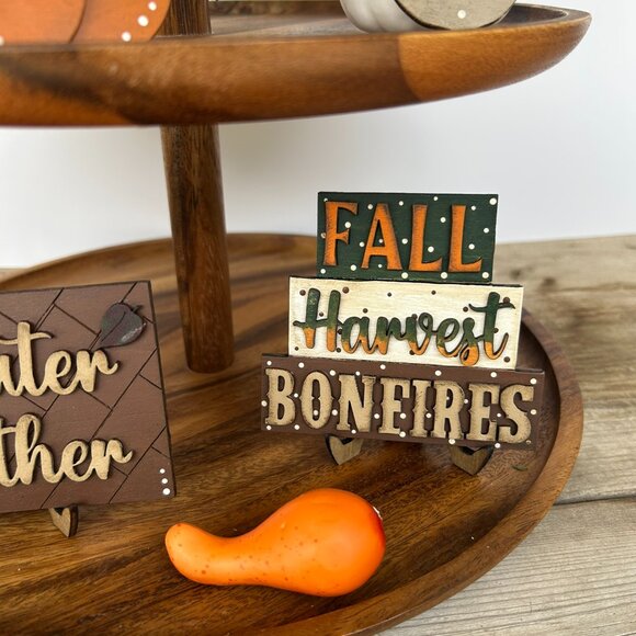 Handmade Sweater Weather Fall/Autumn Tiered tray Decor - Picture 3 of 16